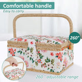Sewing Basket with Removable Tray, Pin Cushion and Floral Fabric Organizer for Craft Supplies In Australia - Darrahopens