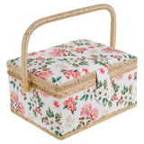 Sewing Basket with Removable Tray, Pin Cushion and Floral Fabric Organizer for Craft Supplies In Australia - Darrahopens