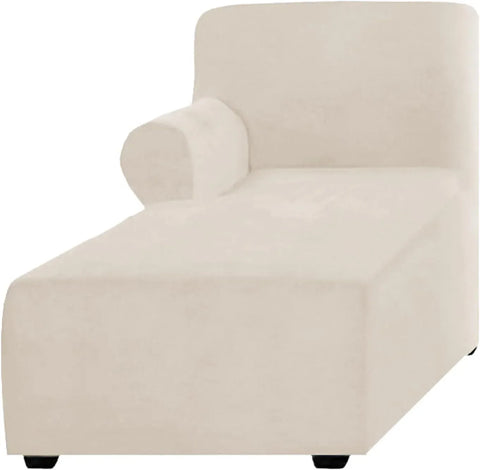 Velvet Chaise Lounge Slipcover, Stretch Anti Slip Sofa Protector for Pets, Right Beige In Australia - Darrahopens