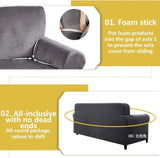 Velvet Chaise Lounge Slipcover, Stretch Anti Slip Sofa Protector for Pets, Right Beige