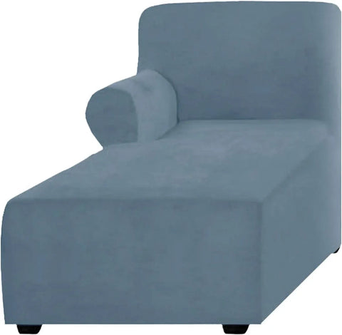 Velvet Chaise Lounge Slipcover, Stretch Anti Slip Sofa Protector for Pets, Left Grey Blue In Australia - Darrahopens