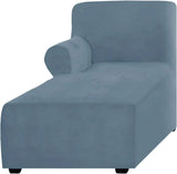 Velvet Chaise Lounge Slipcover, Stretch Anti Slip Sofa Protector for Pets, Right Grey Blue In Australia - Darrahopens