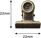 100 Pack Mini Bulldog Clips, Bronze Stainless Spring Clips with Hanging Hole, 0.87 Inch