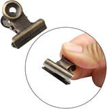 100 Pack Mini Bulldog Clips, Bronze Stainless Spring Clips with Hanging Hole, 0.87 Inch