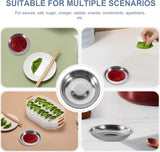 10 Pack 10cm Stainless Steel Dipping Dishes, Reusable Sauce Appetizer Plates for Camping, Silver