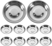 10 Pack 10cm Stainless Steel Dipping Dishes, Reusable Sauce Appetizer Plates for Camping, Silver