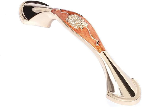 3 Pack Floral Cabinet Pull Handles, Solid Zinc Alloy Hardware, 5.04 In Hole Distance, Brown Amber In Australia - Darrahopens