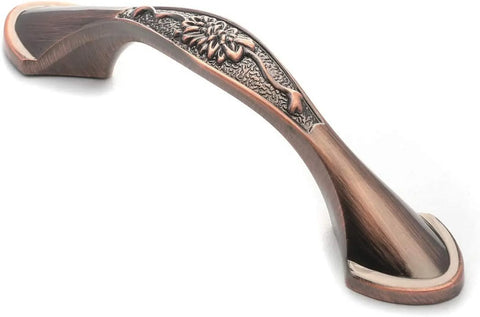 3 Pack Floral Cabinet Pull Handles, Solid Zinc Alloy Hardware, 5.04 In Hole Distance, Red Bronze In Australia - Darrahopens