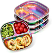 4 Pcs Stainless Steel Kids Plates, 304 Divided Toddler Plates with Lids, Rainbow Color In Australia - Darrahopens