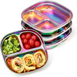 4 Pcs Stainless Steel Kids Plates, 304 Divided Toddler Plates with Lids, Rainbow Color In Australia - Darrahopens