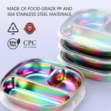 4 Pcs Stainless Steel Kids Plates, 304 Divided Toddler Plates with Lids, Rainbow Color In Australia - Darrahopens