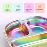 4 Pcs Stainless Steel Kids Plates, 304 Divided Toddler Plates with Lids, Rainbow Color In Australia - Darrahopens