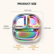 4 Pcs Stainless Steel Kids Plates, 304 Divided Toddler Plates with Lids, Rainbow Color In Australia - Darrahopens