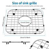 2 Pack 304 Stainless Steel Sink Bottom Grids, Kitchen Sink Protectors with Rubber Feet, 13.78 x 11.81 In In Australia - Darrahopens