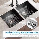 2 Pack 304 Stainless Steel Sink Bottom Grids, Kitchen Sink Protectors with Rubber Feet, 13.78 x 11.81 In