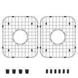 2 Pack 304 Stainless Steel Sink Bottom Grids, Kitchen Sink Protectors with Rubber Feet, 13.78 x 11.81 In