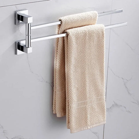 2 Tier Swivel Towel Rail, Stainless Steel Wall Mounted Rotating Bar Holder for Bathroom, Chrome In Australia - Darrahopens