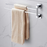 2 Tier Swivel Towel Rail, Stainless Steel Wall Mounted Rotating Bar Holder for Bathroom, Chrome