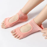 4 Pairs Women's Toeless Yoga Socks, Cotton Non Slip Grip 5 Toe Socks for Pilates Barre, One Size In Australia - Darrahopens