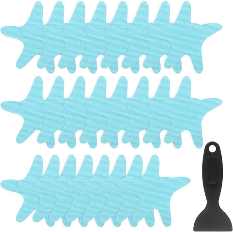 24 Pcs Bathtub Non Slip Stickers, Waterproof PEVA Shower Safety Treads with Scraper, Blue In Australia - Darrahopens