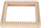 Square Wooden Knitting Loom, Beech Wood Board with Stainless Hooks for Blankets Scarves, 20 x 20cm