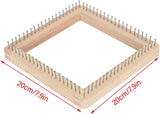 Square Wooden Knitting Loom, Beech Wood Board with Stainless Hooks for Blankets Scarves, 20 x 20cm
