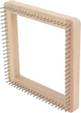 Square Wooden Knitting Loom, Beech Wood Board with Stainless Hooks for Blankets Scarves, 20 x 20cm