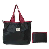 Foldable Reusable Grocery Tote Bag, Drawstring Shoulder Handbag, Lightweight Travel Storage Bag for Supermarket Shopping, Outdoor & Daily Use(Black) In Australia - Darrahopens