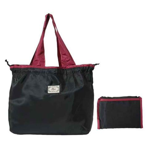 Foldable Reusable Grocery Tote Bag, Drawstring Shoulder Handbag, Lightweight Travel Storage Bag for Supermarket Shopping, Outdoor & Daily Use(Black) In Australia - Darrahopens