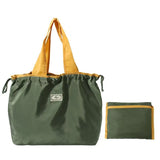 Foldable Reusable Grocery Tote Bag, Drawstring Shoulder Handbag, Lightweight Travel Storage Bag for Supermarket Shopping, Outdoor & Daily Use(Army green) In Australia - Darrahopens