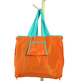 Foldable Reusable Grocery Tote Bag, Drawstring Shoulder Handbag, Lightweight Travel Storage Bag for Supermarket Shopping, Outdoor & Daily Use(Lake blue)