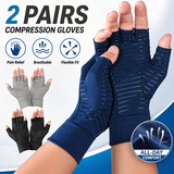 Compression Copper Arthritis Gloves Hand Wrist Brace Finger Pain Relief Support(Black/Blue)
