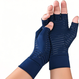 Compression Copper Arthritis Gloves Hand Wrist Brace Finger Pain Relief Support(Gray/Blue)