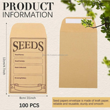 Self-Adhesive Seed Envelopes 8×12cm, Vintage SEEDS Printed Paper Seed Saving Packets, Vegetable Flower Seed Storage Bags for Gardeners（White） In Australia - Darrahopens
