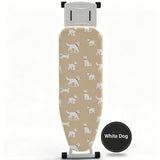 Ironing Board Cover with Heat Resistant Cotton Pad, Non-Fade Thick Replacement Fabric Cover, Elastic Drawstring, Fit 90×30cm Ironing Board, Breathable Heat-Proof Iron Table Cloth White dog