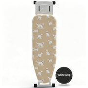Ironing Board Cover with Heat Resistant Cotton Pad, Non-Fade Thick Replacement Fabric Cover, Elastic Drawstring, Fit 100×33cm Ironing Board, Breathable Heat-Proof Iron Table Cloth White dog