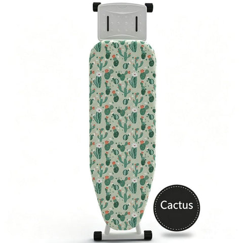 Ironing Board Cover with Heat Resistant Cotton Pad, Non-Fade Thick Replacement Fabric Cover, Elastic Drawstring, Fit 100×33cm Ironing Board, Breathable Heat-Proof Iron Table Cloth cactus
