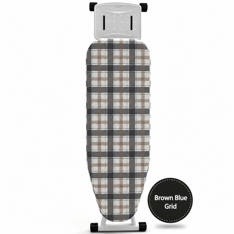 Ironing Board Cover with Heat Resistant Cotton Pad, Non-Fade Thick Replacement Fabric Cover, Elastic Drawstring, Fit 90×30cm Ironing Board, Breathable Heat-Proof Iron Table Cloth Brown and blue check In Australia - Darrahopens