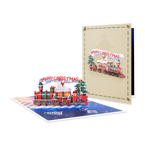 Christmas Train 3D Pop Up Greeting Card, Holiday Xmas Gift Card with Envelope & Note Card, Christmas Party Invitation & Festive（train） In Australia - Darrahopens