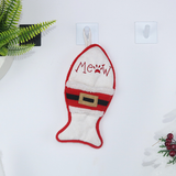 Christmas Stocking Ornaments, Fish & Bone Shaped Xmas Gift Sacks, Meow Woof Embroidery Mini Christmas Stockings, White/Burlap 2 Sets Available（White） In Australia - Darrahopens