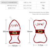 Christmas Stocking Ornaments, Fish & Bone Shaped Xmas Gift Sacks, Meow Woof Embroidery Mini Christmas Stockings, White/Burlap 2 Sets Available（Khaki）