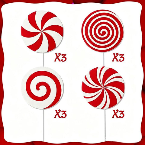 12Pcs Christmas Peppermint Lollipop Yard Stakes, Red White Candy Shape Waterproof Corrugated Plastic Tree Picks, Xmas Candy Cane Ornaments for Christmas Tree, Holiday Party Outdoor Decorations In Australia - Darrahopens
