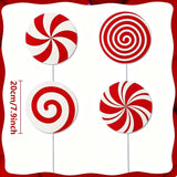 12Pcs Christmas Peppermint Lollipop Yard Stakes, Red White Candy Shape Waterproof Corrugated Plastic Tree Picks, Xmas Candy Cane Ornaments for Christmas Tree, Holiday Party Outdoor Decorations