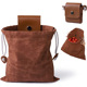 Collection bag - outdoor fruit picking bag - waxed canvas collection bag - foldable leather waist bag with drawstring - multifunctional picking bag for camping, shells, treasures, travel, hiking - Army green In Australia - Darrahopens