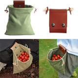 Collection bag - outdoor fruit picking bag - waxed canvas collection bag - foldable leather waist bag with drawstring - multifunctional picking bag for camping, shells, treasures, travel, hiking - Army green In Australia - Darrahopens