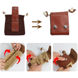 Collection bag - outdoor fruit picking bag - waxed canvas collection bag - foldable leather waist bag with drawstring - multifunctional picking bag for camping, shells, treasures, travel, hiking - Black In Australia - Darrahopens