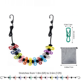 Retractable travel clothesline - Extends 3-4 meters - With 12 clothespins - For indoor & outdoor use In Australia - Darrahopens