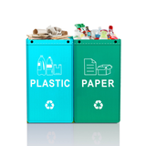 Foldable Waterproof Waste Sorting Bags, Reusable Laminated Recycling Storage Tote with Handle, 40L Large Capacity Garbage Organizer(Light blue + fruit green) In Australia - Darrahopens