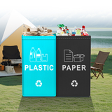 Foldable Waterproof Waste Sorting Bags, Reusable Laminated Recycling Storage Tote with Handle, 40L Large Capacity Garbage Organizer(Grass green + orange) In Australia - Darrahopens
