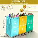 Foldable Waterproof Waste Sorting Bags, Reusable Laminated Recycling Storage Tote with Handle, 40L Large Capacity Garbage Organizer(Grass green + orange) In Australia - Darrahopens